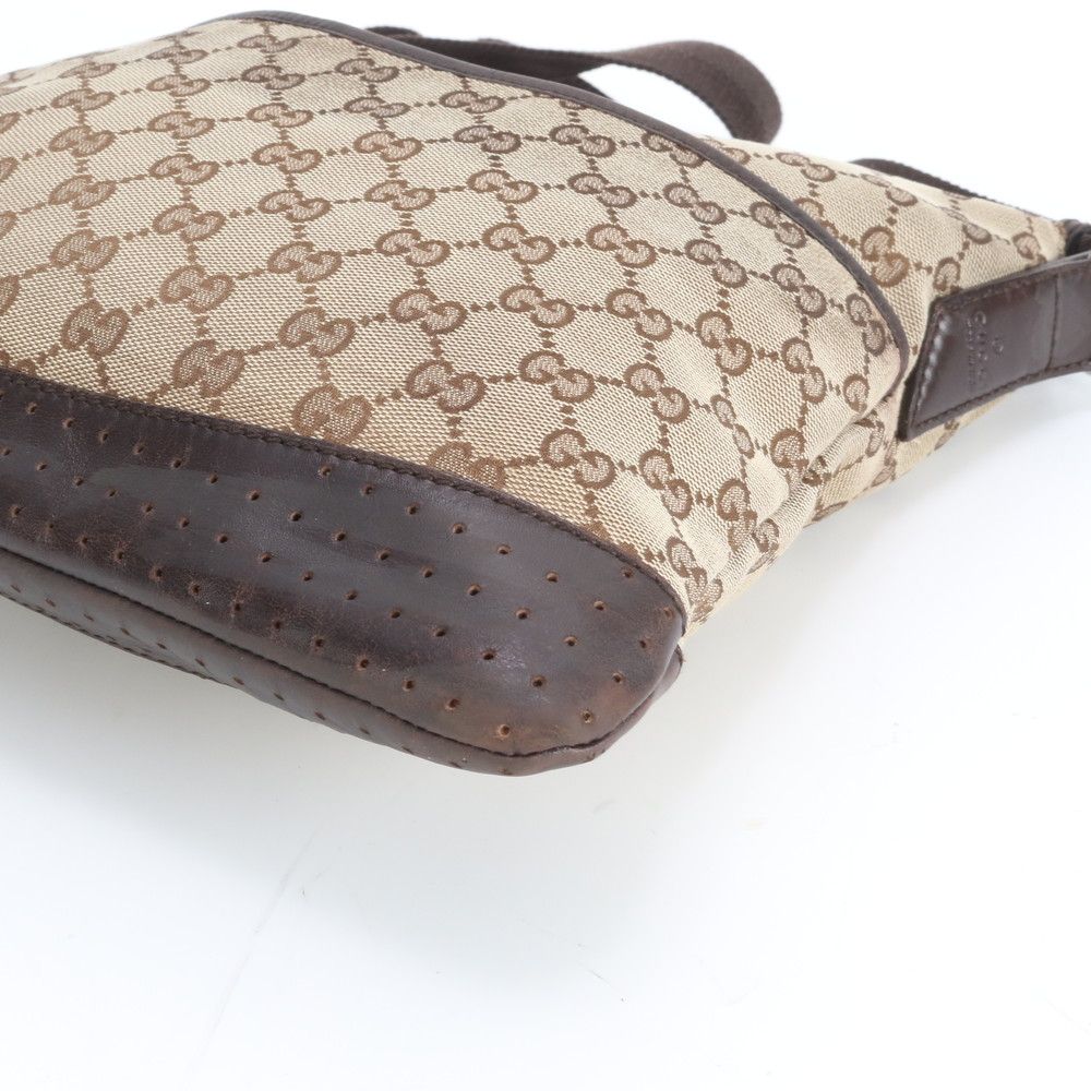 Gucci GG Canvas Leather Shoulder Bag Crossbody Messenger Business Brown — view 6