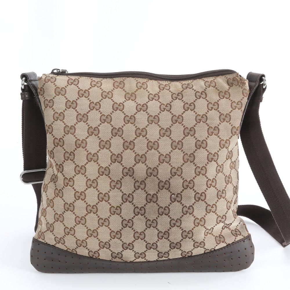 Gucci GG Canvas Leather Shoulder Bag Crossbody Messenger Business Brown — view 3