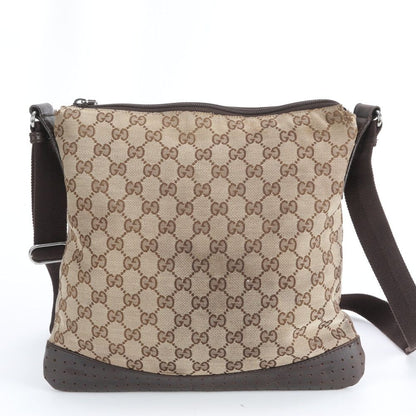 Gucci GG Canvas Leather Shoulder Bag Crossbody Messenger Business Brown — view 3