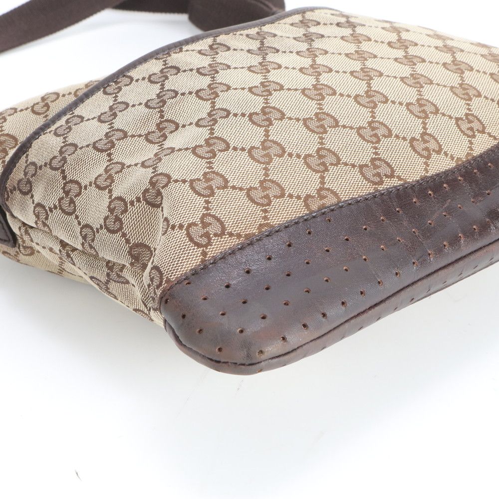 Gucci GG Canvas Leather Shoulder Bag Crossbody Messenger Business Brown — view 4