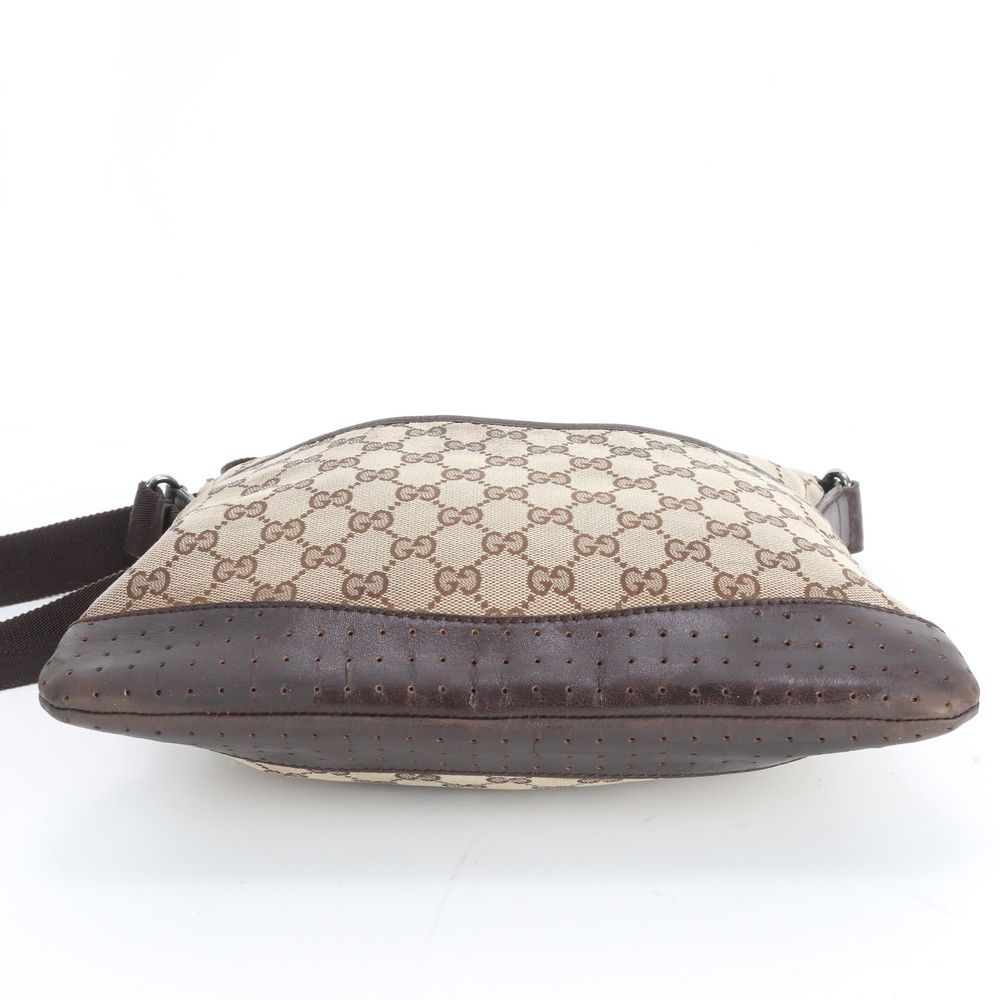 Gucci GG Canvas Leather Shoulder Bag Crossbody Messenger Business Brown — view 5