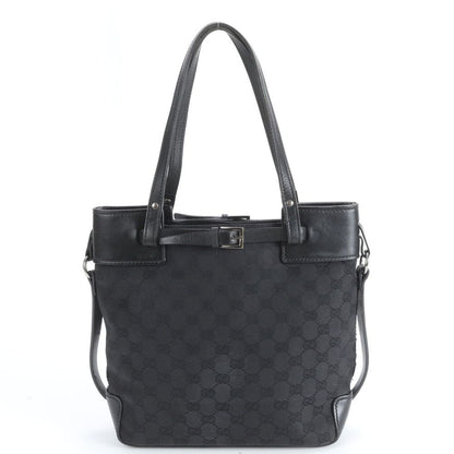 Gucci GG Canvas Leather Tote Shoulder Hand Black — view 3