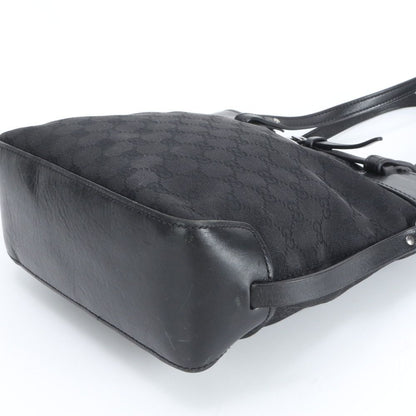 Gucci GG Canvas Leather Tote Shoulder Hand Black — view 6