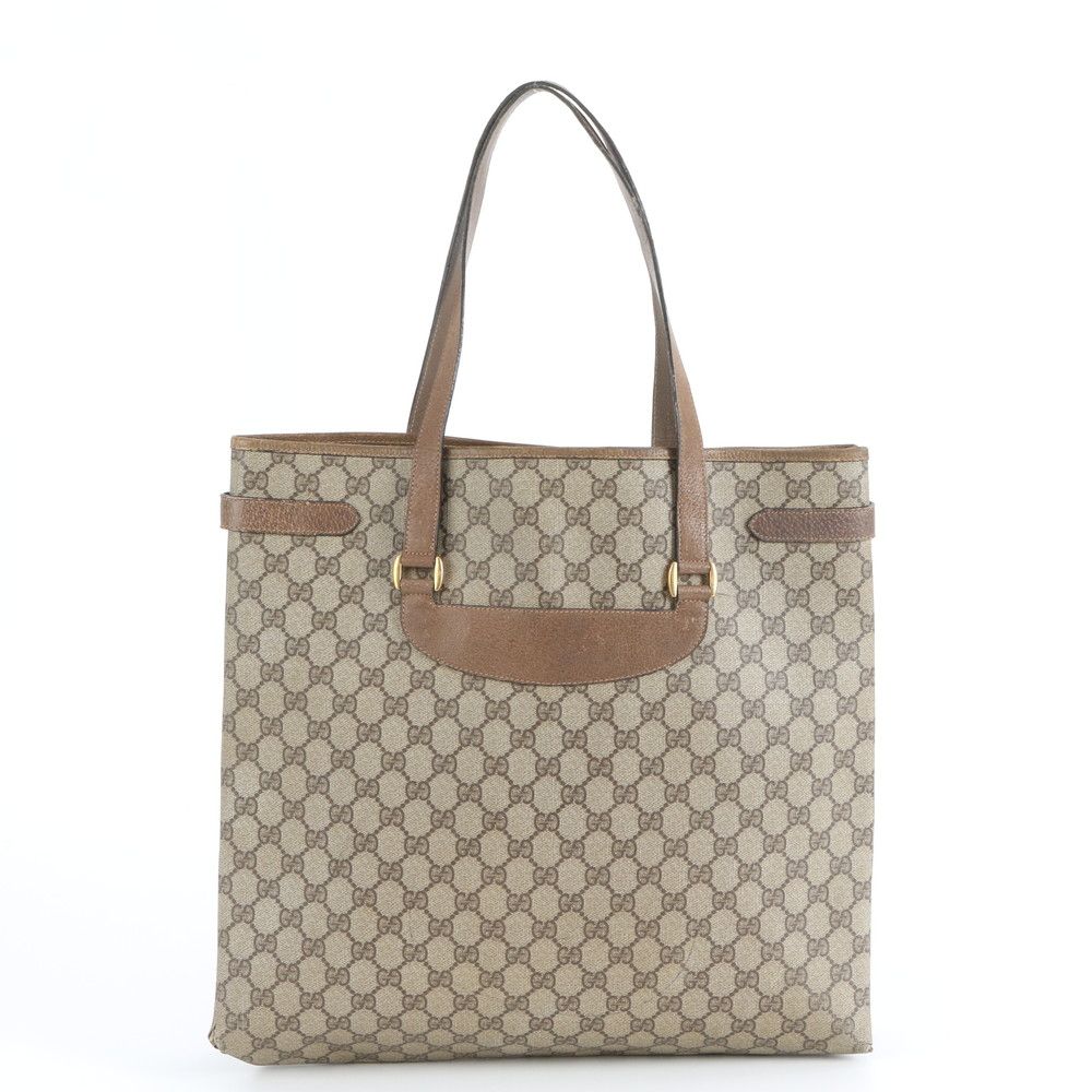 Gucci GG Supreme Leather Tote Shoulder Business Document Brown — view 3