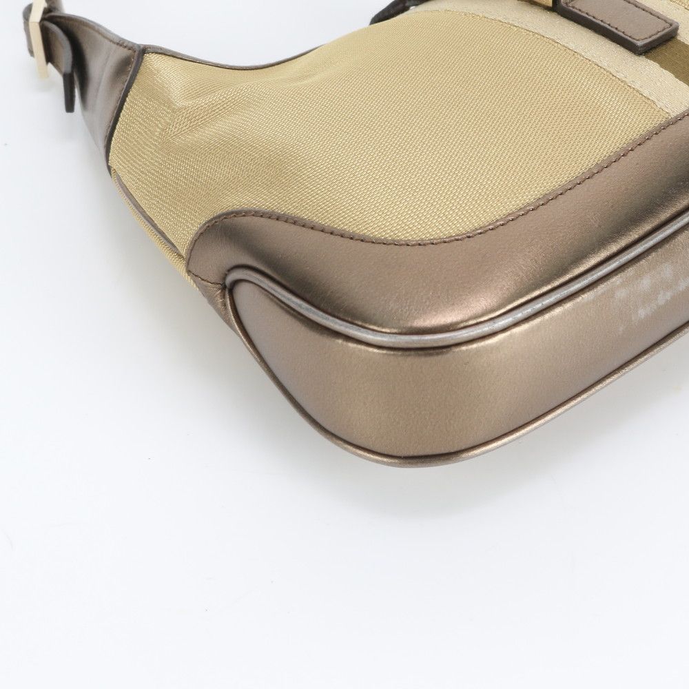 Gucci Jackie 001 Leather Canvas Shoulder Bag Hand — view 4