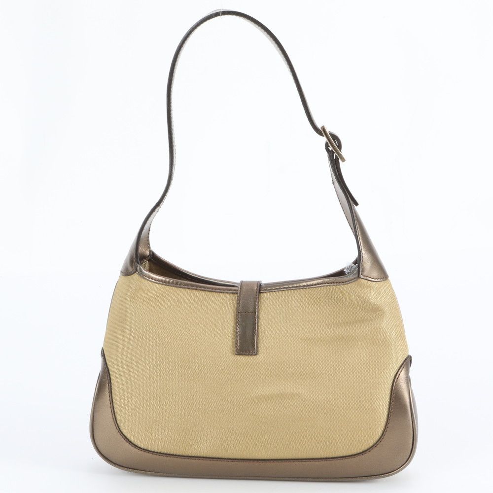 Gucci Jackie 001 Leather Canvas Shoulder Bag Hand — view 3