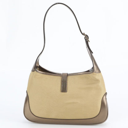 Gucci Jackie 001 Leather Canvas Shoulder Bag Hand — view 3