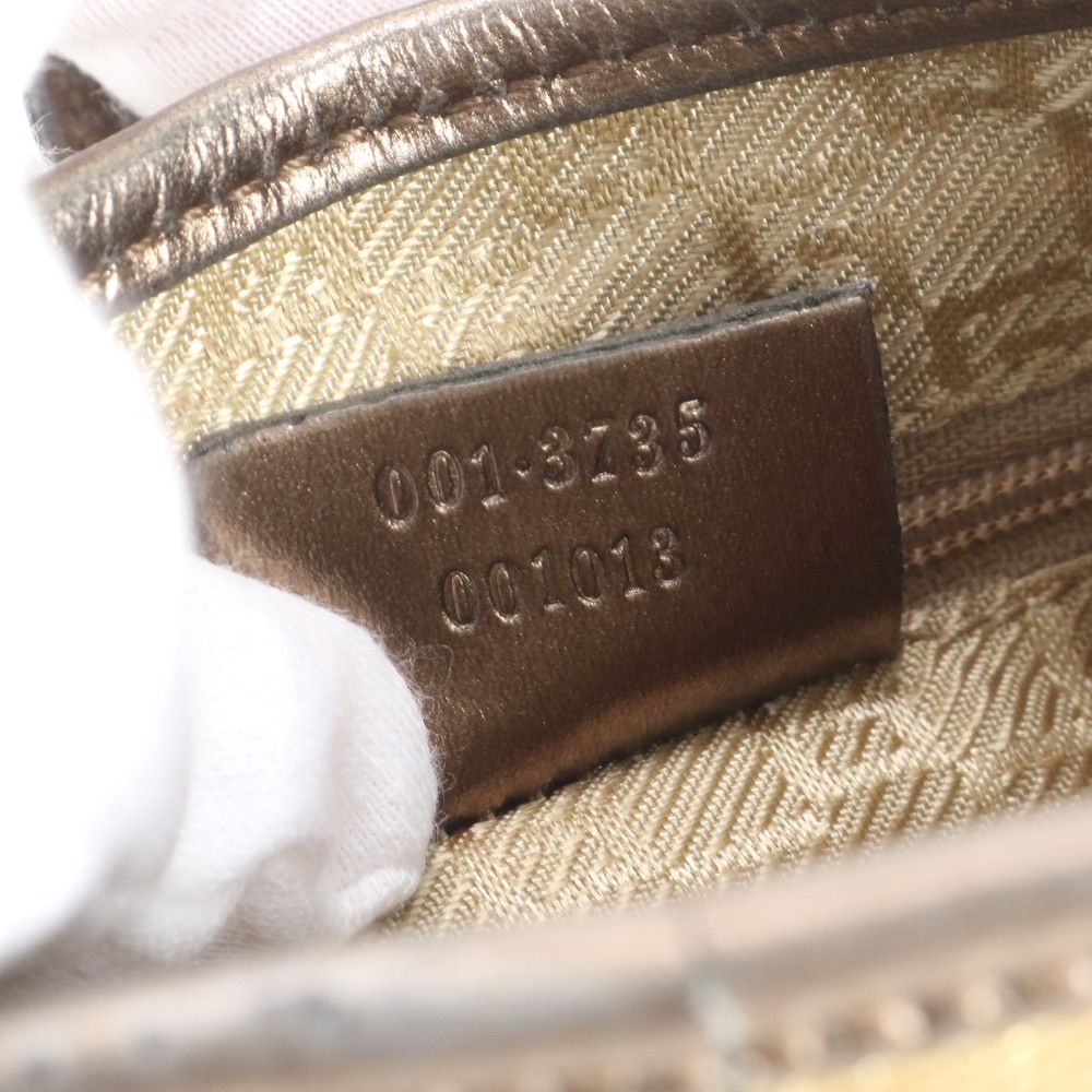 Gucci Jackie 001 Leather Canvas Shoulder Bag Hand — view 9
