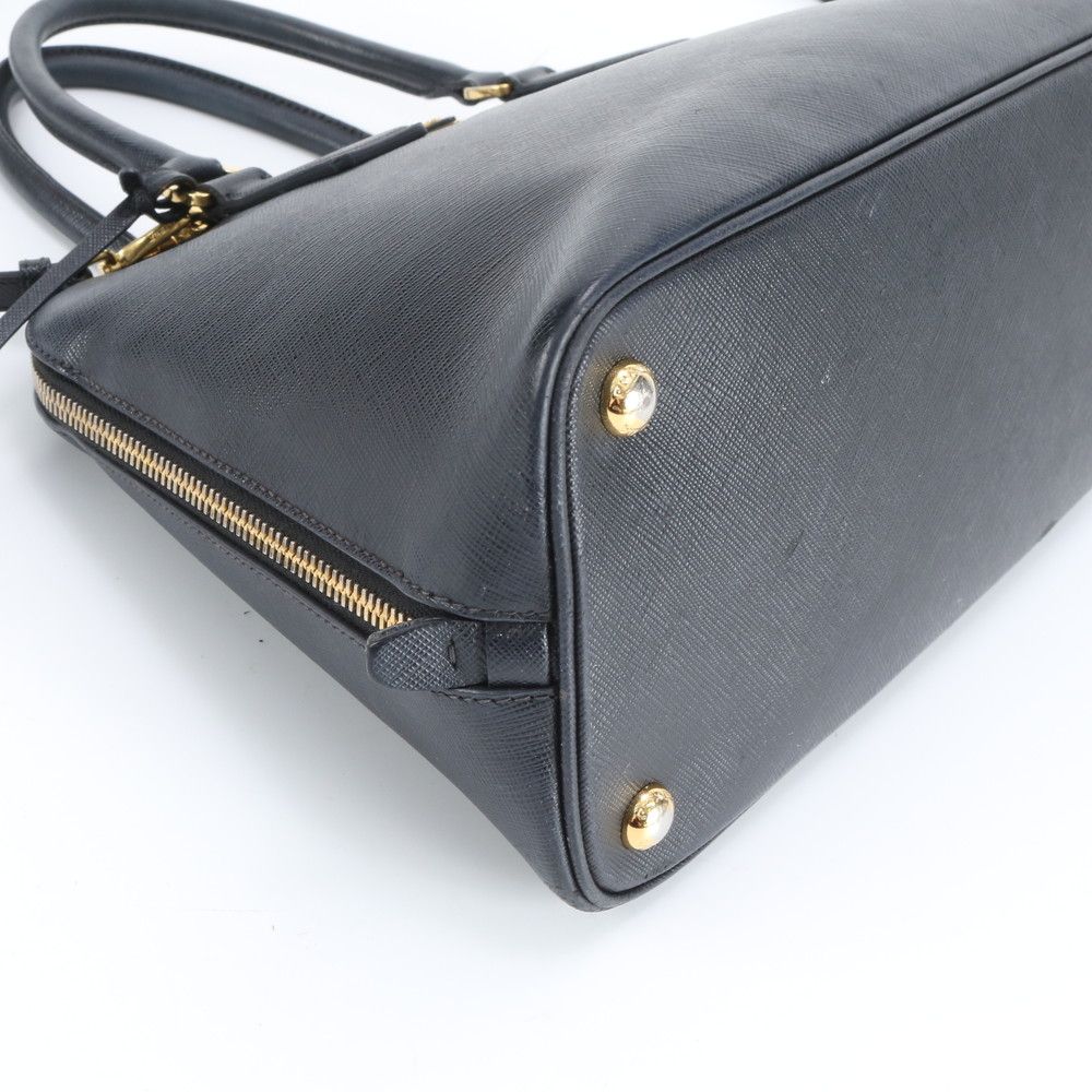 Prada Saffiano Leather Triangle Logo 2-Way Shoulder Bag Crossbody Hand Black — view 4