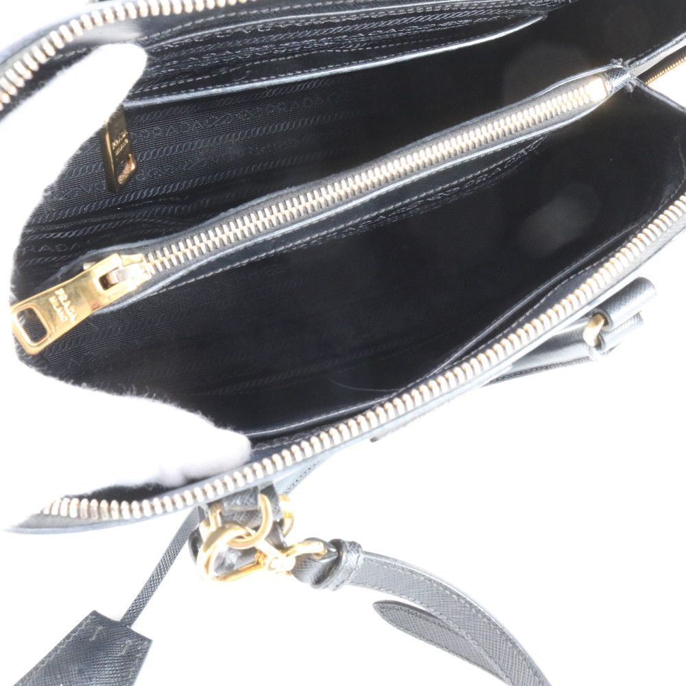 Prada Saffiano Leather Triangle Logo 2-Way Shoulder Bag Crossbody Hand Black — view 8