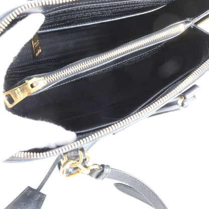 Prada Saffiano Leather Triangle Logo 2-Way Shoulder Bag Crossbody Hand Black — view 8