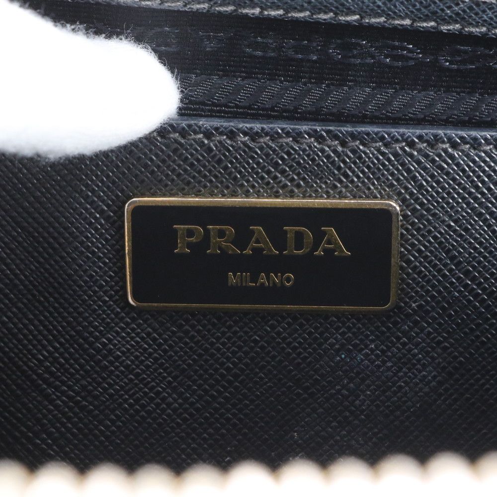Prada Saffiano Leather Triangle Logo 2-Way Shoulder Bag Crossbody Hand Black — view 9