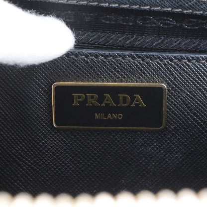 Prada Saffiano Leather Triangle Logo 2-Way Shoulder Bag Crossbody Hand Black — view 9