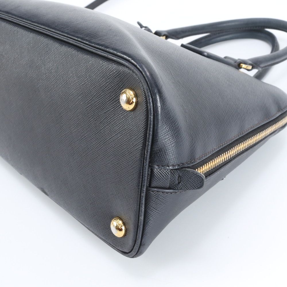 Prada Saffiano Leather Triangle Logo 2-Way Shoulder Bag Crossbody Hand Black — view 5