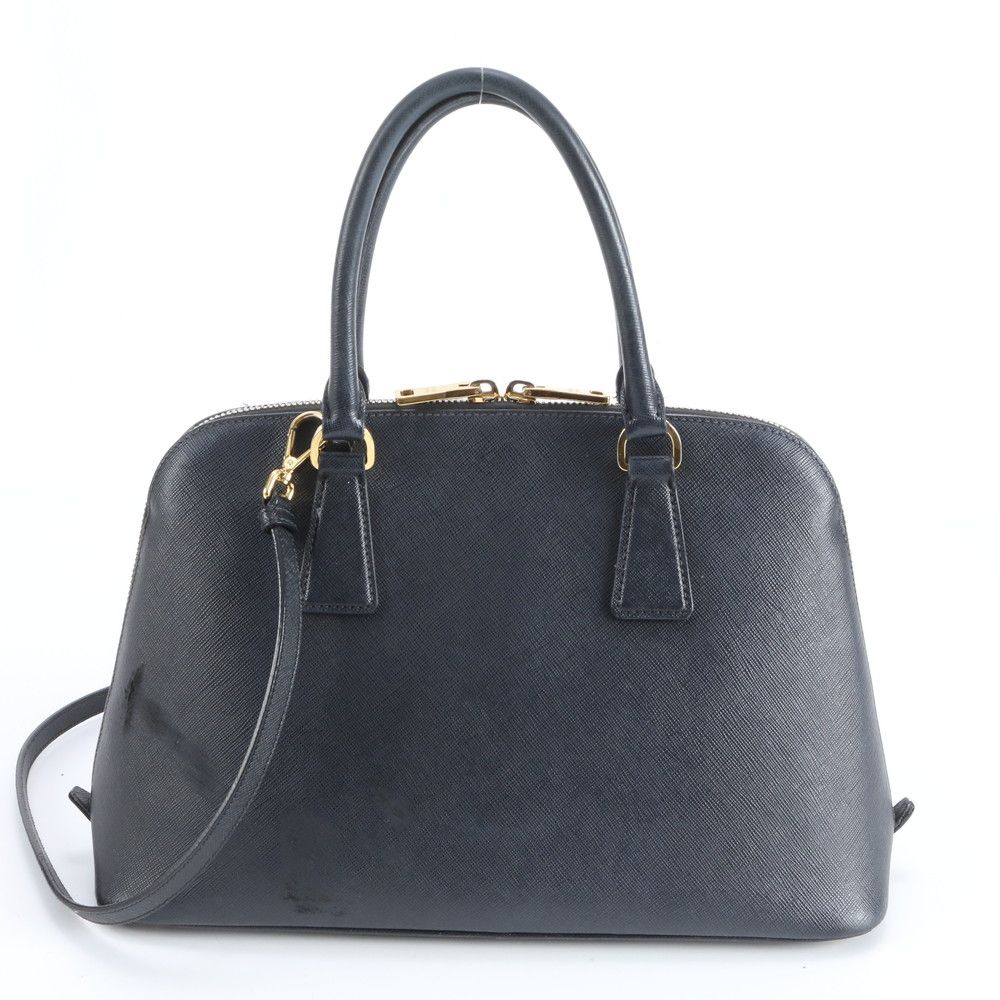 Prada Saffiano Leather Triangle Logo 2-Way Shoulder Bag Crossbody Hand Black — view 3