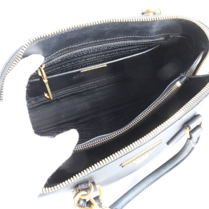 Prada Saffiano Leather Triangle Logo 2-Way Shoulder Bag Crossbody Hand Black — view 7