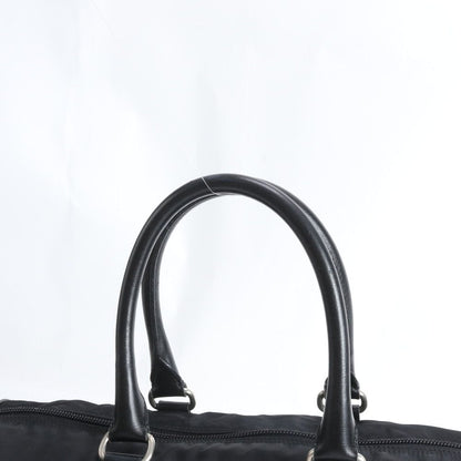 Prada Tessuto Nylon Triangle Logo Leather Boston Bag Business Travel Tote Black — view 6