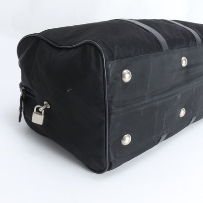 Prada Tessuto Nylon Triangle Logo Leather Boston Bag Business Travel Tote Black — view 3