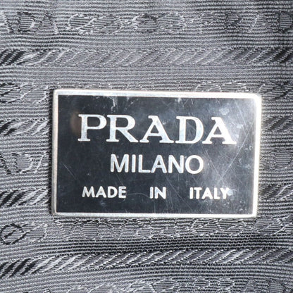 Prada Tessuto Nylon Triangle Logo Leather Boston Bag Business Travel Tote Black — view 8
