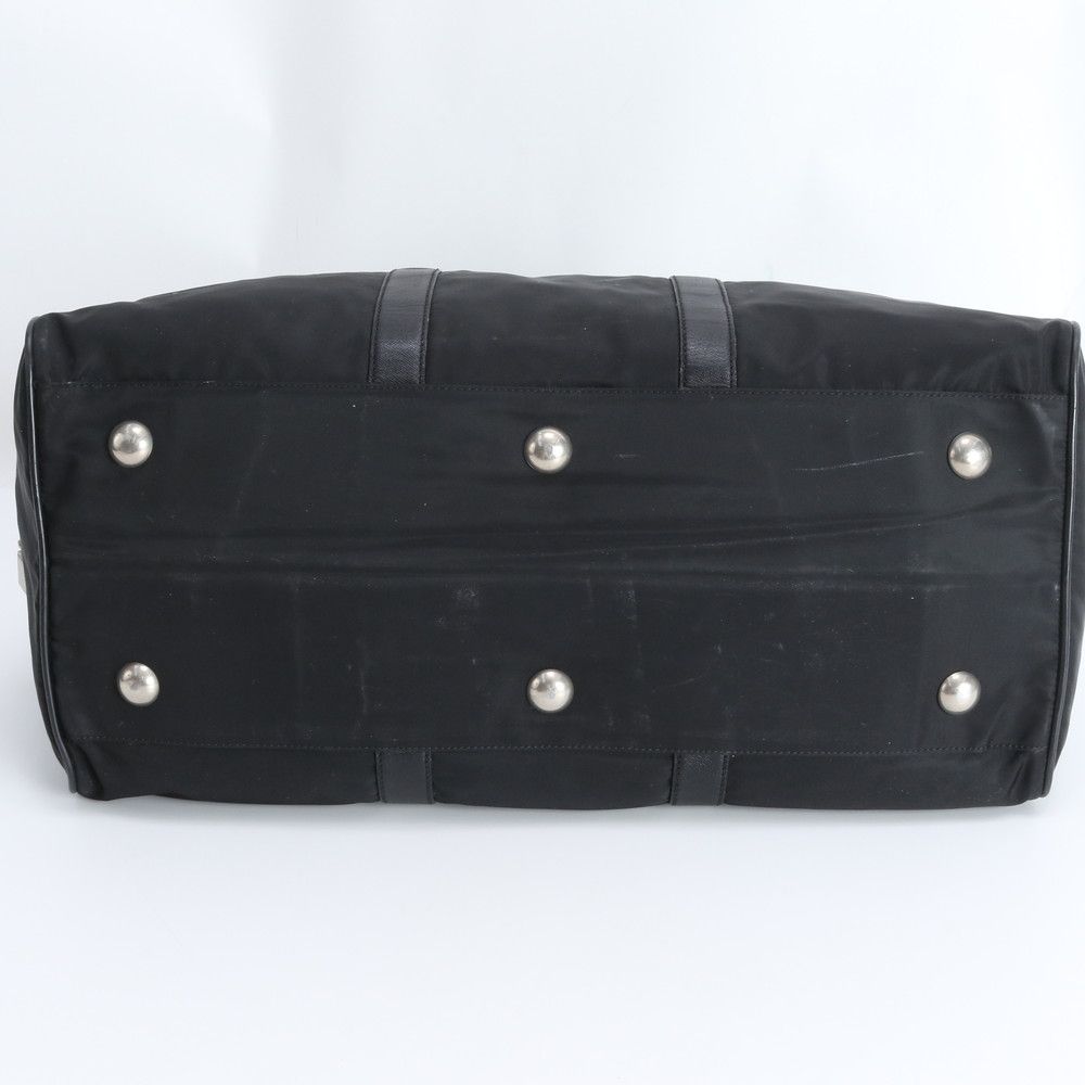 Prada Tessuto Nylon Triangle Logo Leather Boston Bag Business Travel Tote Black — view 5