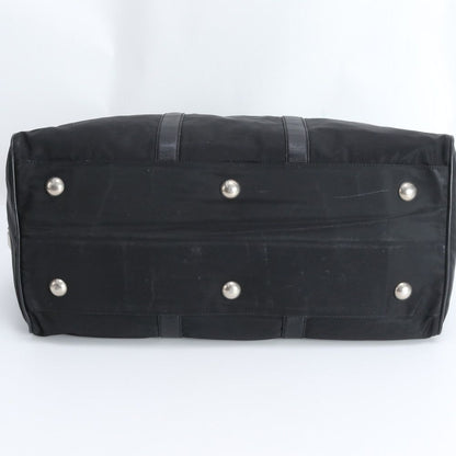 Prada Tessuto Nylon Triangle Logo Leather Boston Bag Business Travel Tote Black — view 5