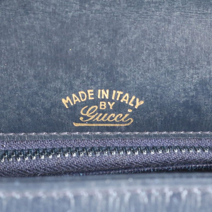 Gucci Vintage Leather Handbag Tote Navy Top Handle — view 9