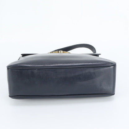 Gucci Vintage Leather Handbag Tote Navy Top Handle — view 5