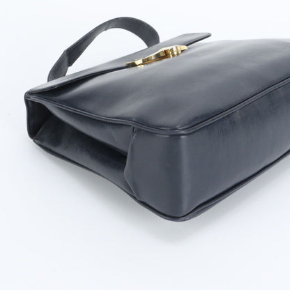 Gucci Vintage Leather Handbag Tote Navy Top Handle — view 4