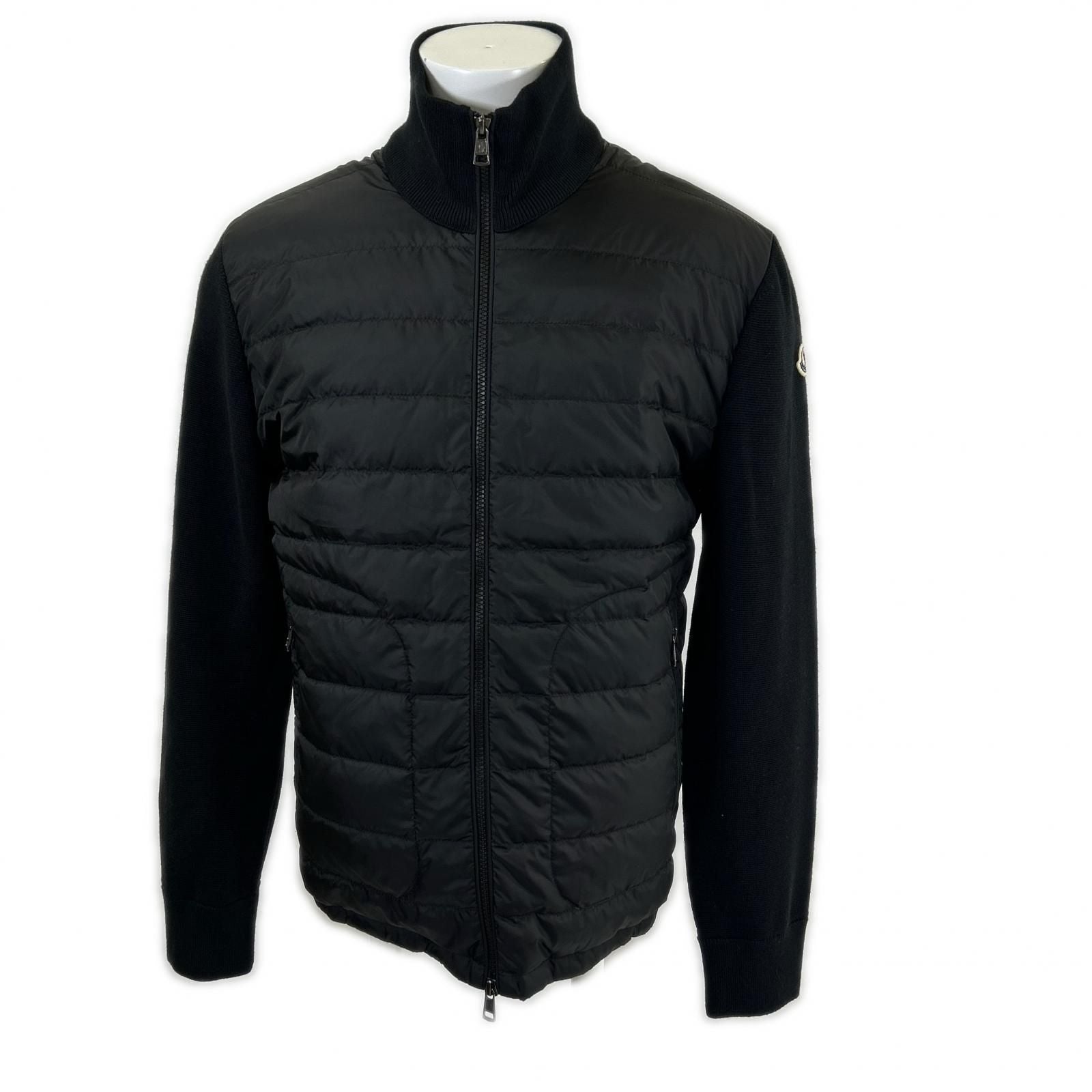 Moncler Cardigan Tricot Knit Nylon Trim Zip Up Jacket