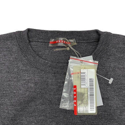 Prada Sweatshirt Crew Neck Knit 50 Wool Nylon Zip Pocket Gray — view 7