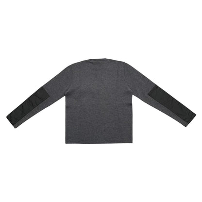Prada Sweatshirt Crew Neck Knit 50 Wool Nylon Zip Pocket Gray — view 2