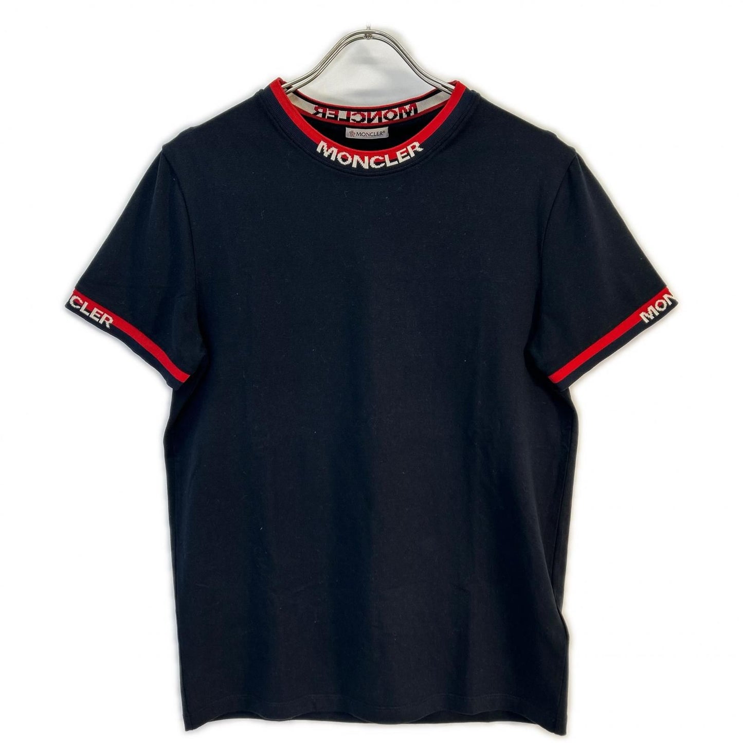 Moncler Mon Cles Navy Red Logo Line T-Shirt