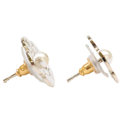 Chanel CC Logo Camellia Motif Imitation Pearl Earring — view 4