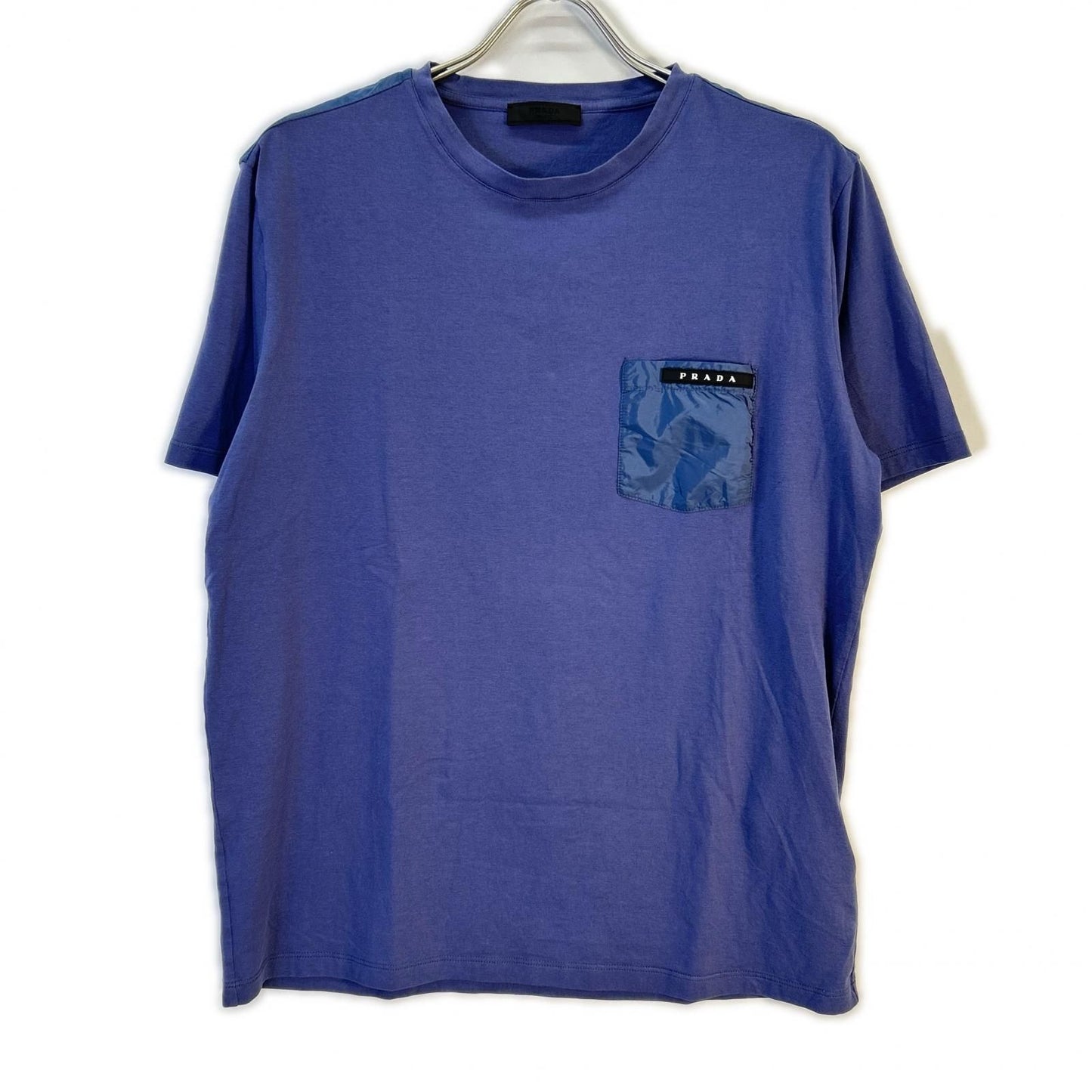 Prada Navy Rubber Logo Pocket T-Shirt XL