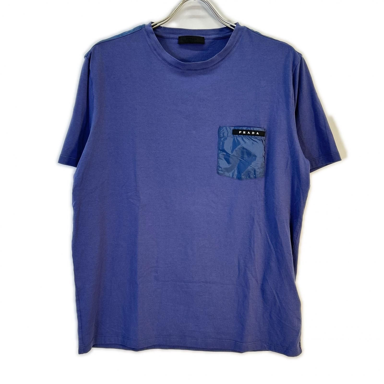 Prada Navy Rubber Logo Pocket T-Shirt XL