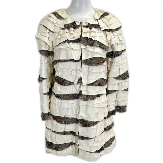 Chanel Leather Trimming Frill Tweed 36 Dress