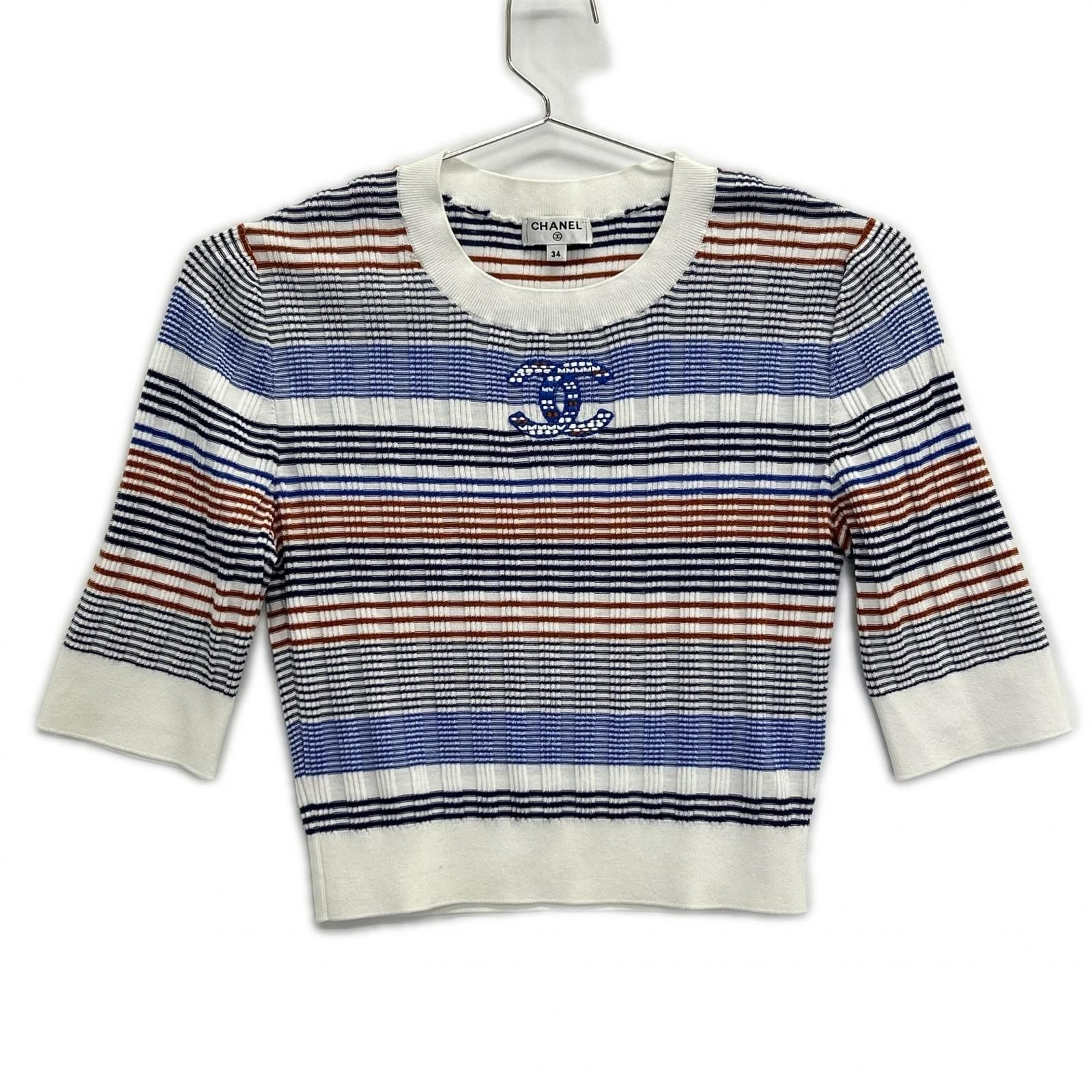 Chanel Border CC Logo Summer Knit 34 Sweater