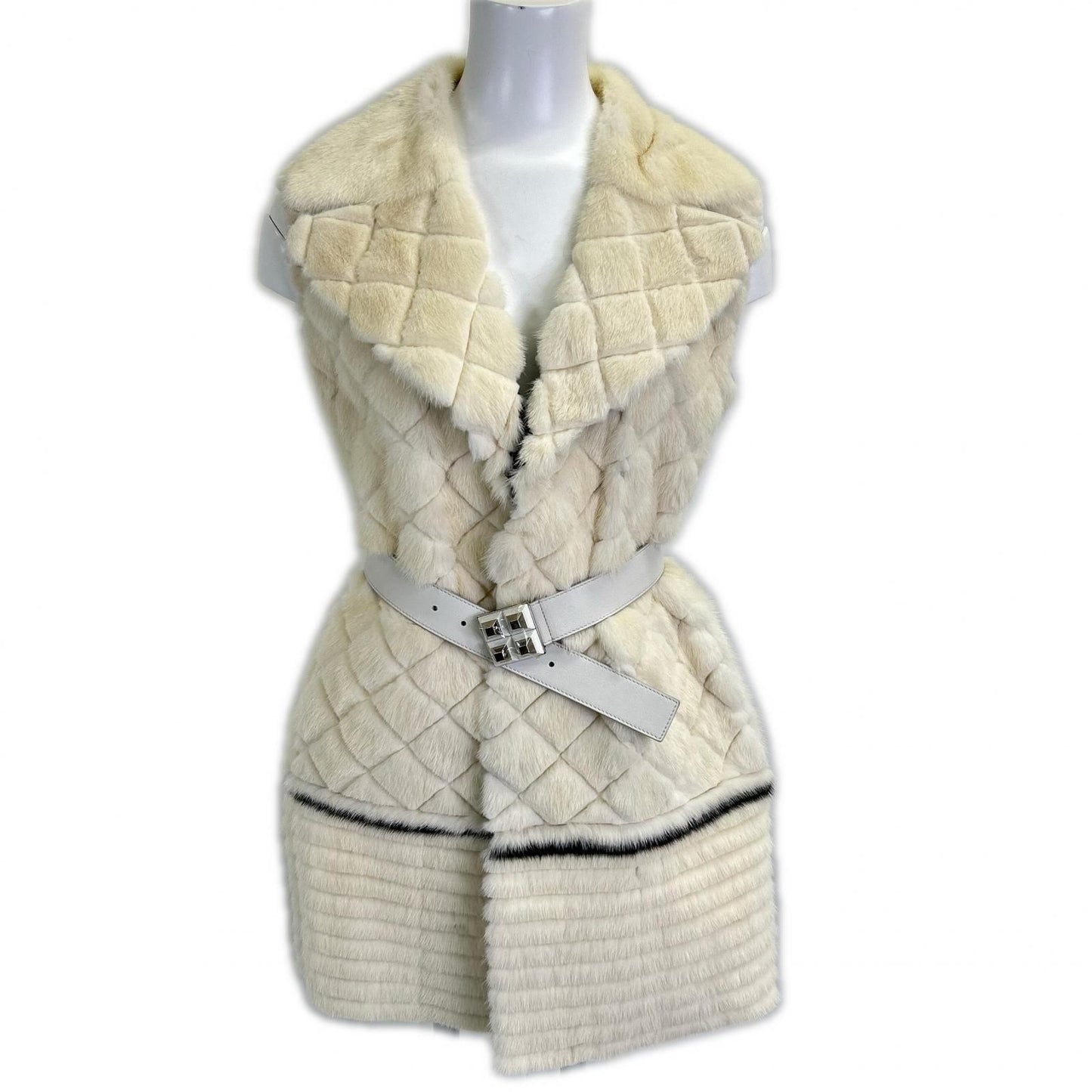 Fendi Waist Belt Front Hook Mink Gilet 36 Vest