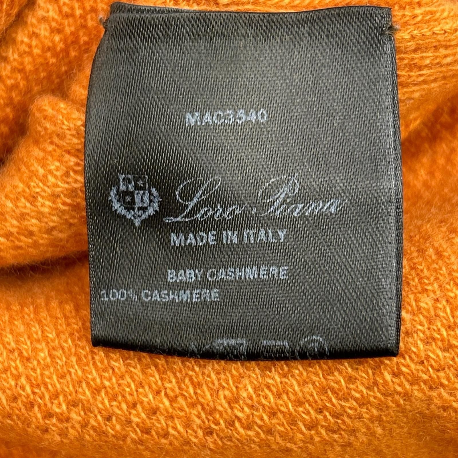 Loro Piana Orange Baby Cashmere Knit Sweater Logo Plate 38 — view 4
