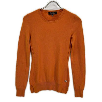 Loro Piana Orange Baby Cashmere Knit Sweater Logo Plate 38
