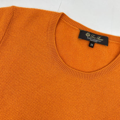Loro Piana Orange Baby Cashmere Knit Sweater Logo Plate 38 — view 7