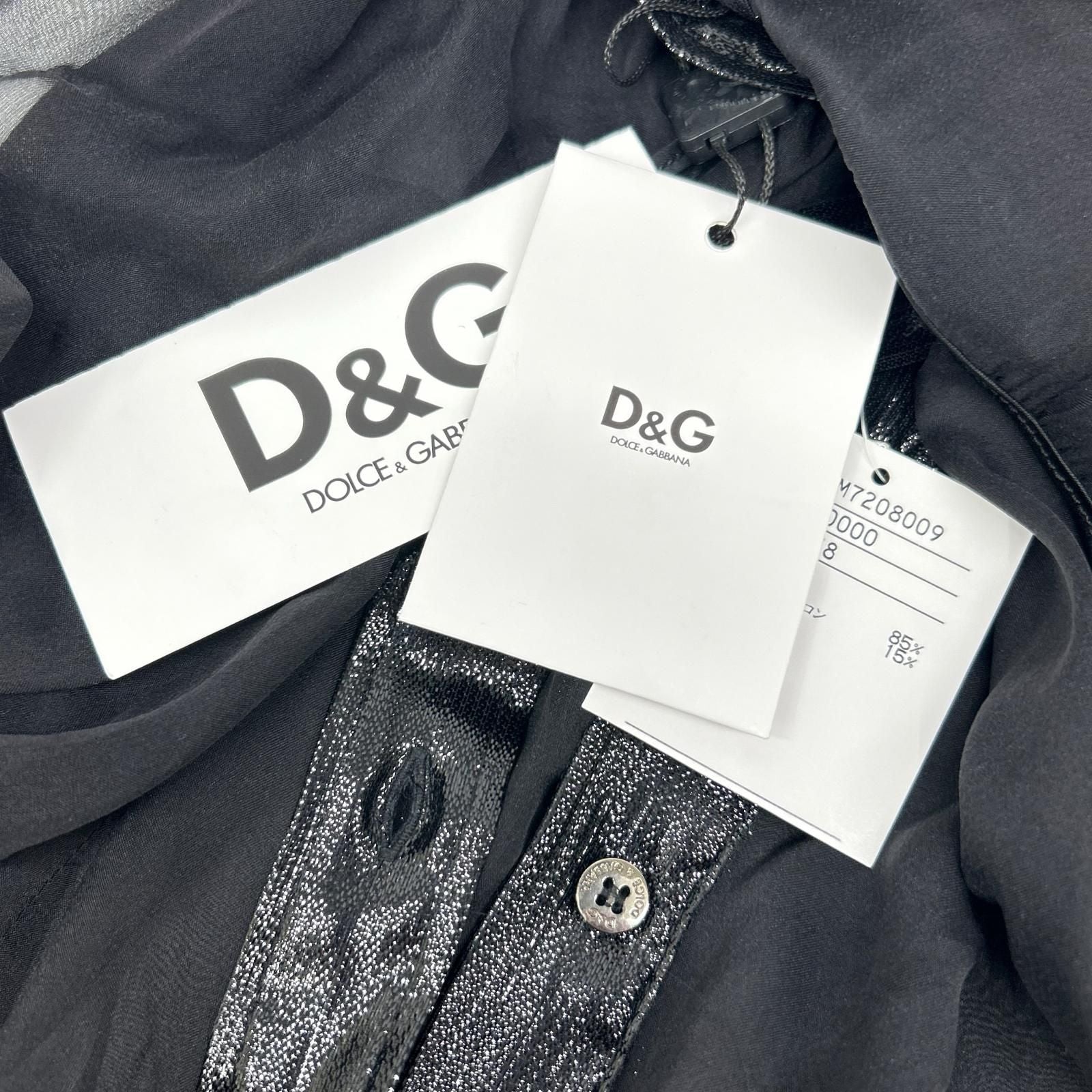 Dolce & Gabbana Black Cotton Sheer Bowtie Shirt 38 — view 7