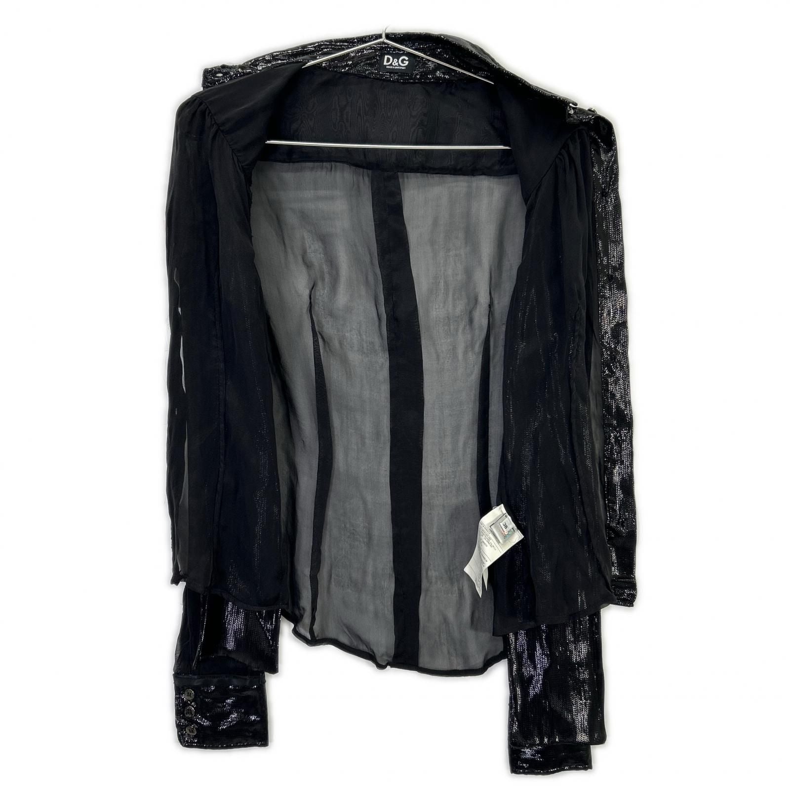 Dolce & Gabbana Black Cotton Sheer Bowtie Shirt 38 — view 3