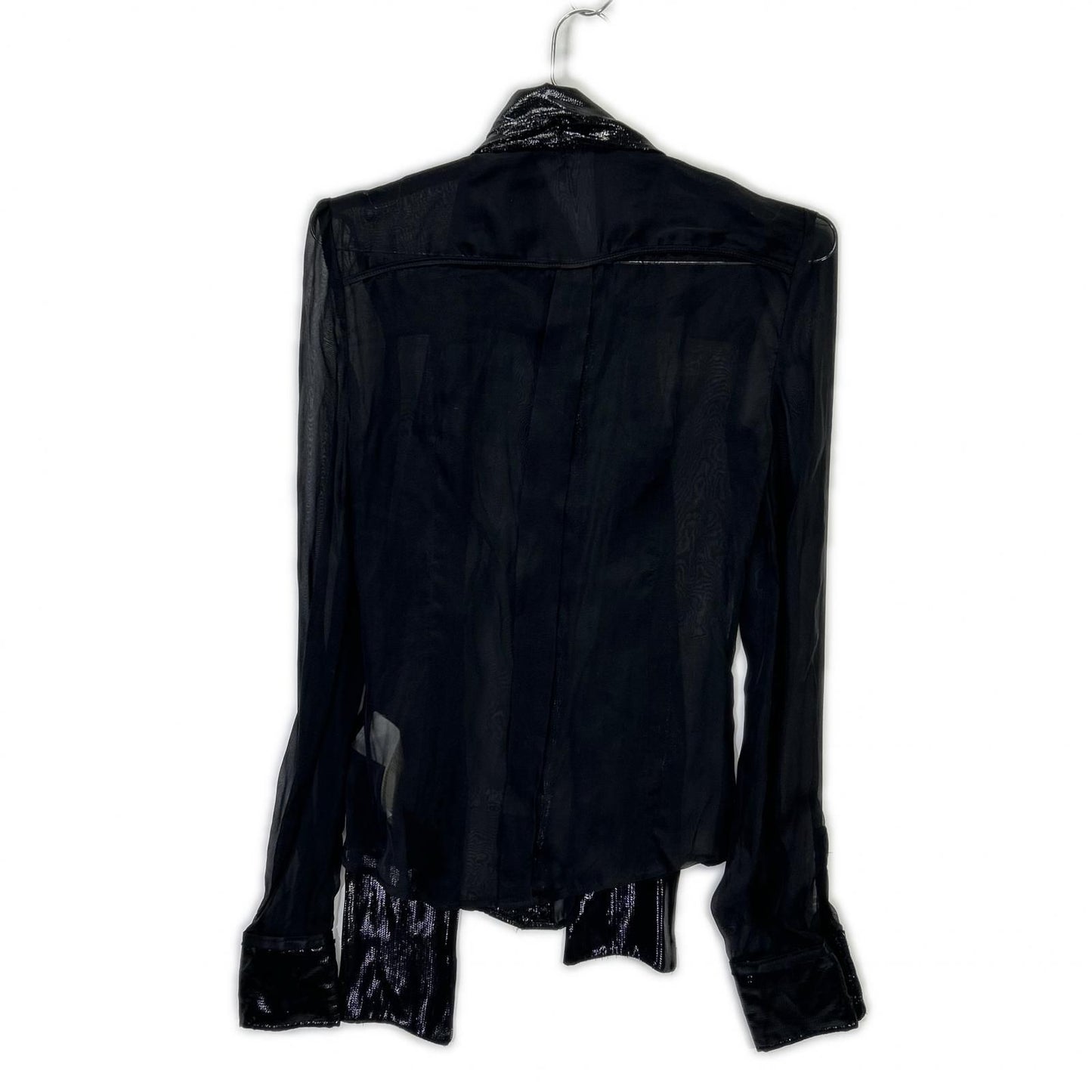 Dolce & Gabbana Black Cotton Sheer Bowtie Shirt 38 — view 2