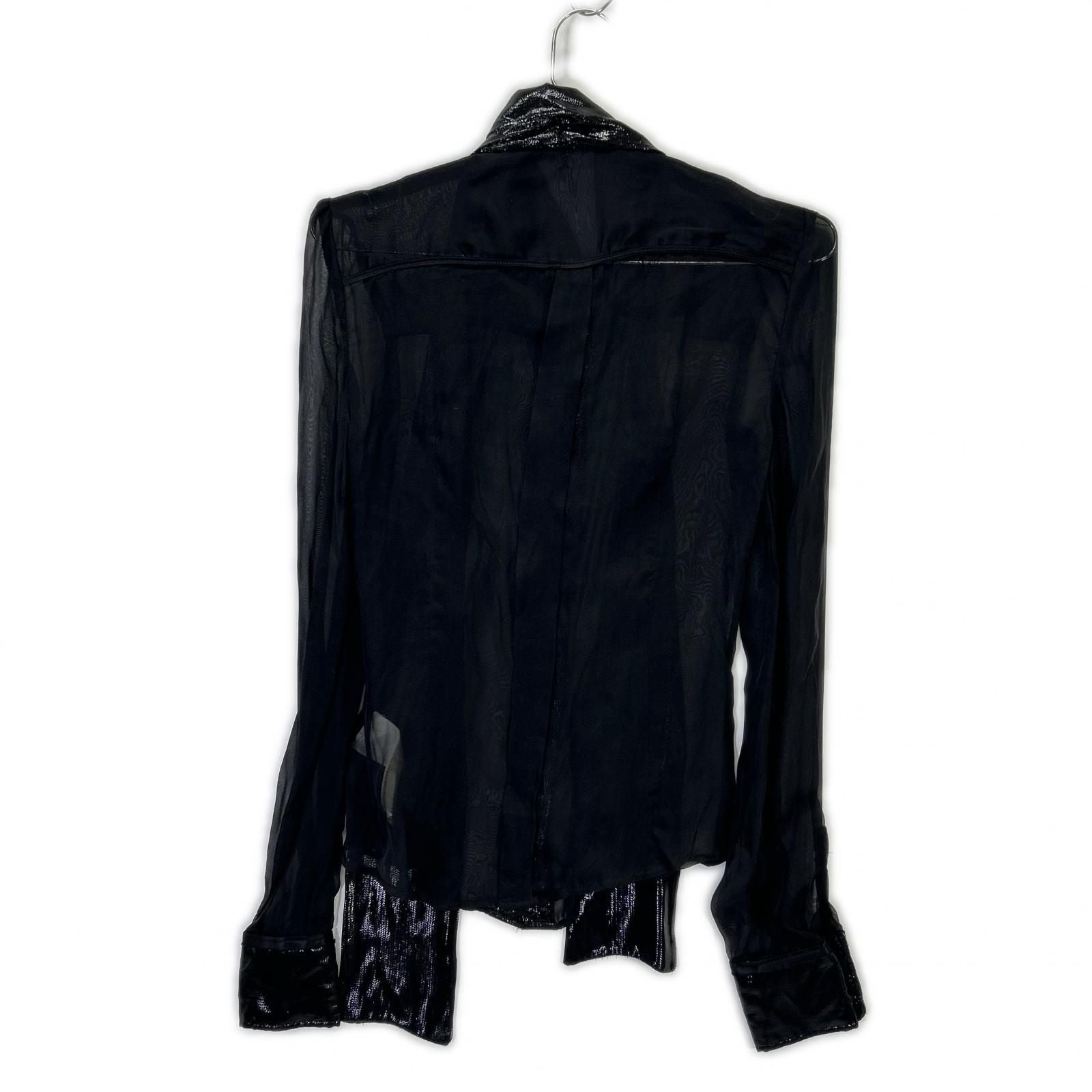 Dolce & Gabbana Black Cotton Sheer Bowtie Shirt 38 — view 2