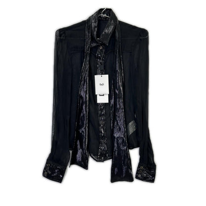 Dolce & Gabbana Black Cotton Sheer Bowtie Shirt 38