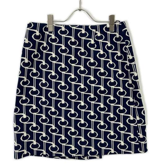 Prada Blue White Knit Jacquard All Over Pattern Wrap Skirt 40