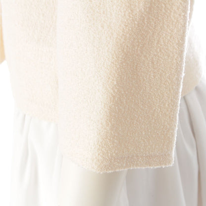 Chanel Wool Nylon CC Logo Cropped Collarless Jacket Top Ivory 34 — view 7