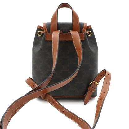 Celine Trio Mini Folco Backpack Leather Tan Brown Gold — view 3