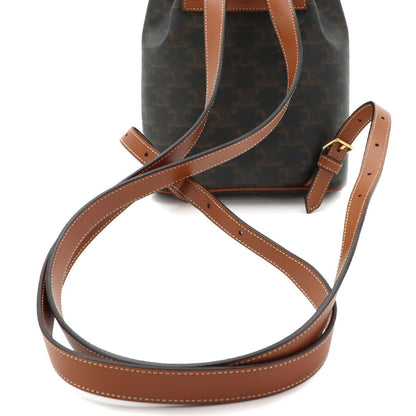 Celine Trio Mini Folco Backpack Leather Tan Brown Gold — view 6